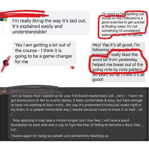 new Feedback from the Guitar Fretboard Mastery Programme